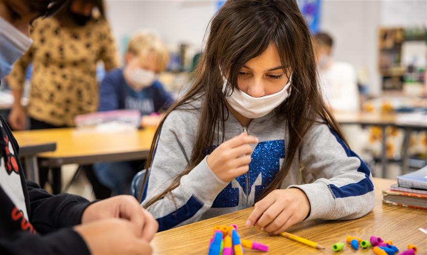 Students make pyramids out of various materials